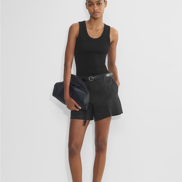 Aritzia Babaton Neat Linen Dress Shorts Black Women's Size 0 Midrise Pockets NEW - Picture 1 of 16